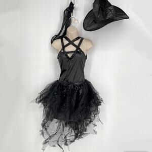 Dreamgirl Wicked Wicked Witch Costume Black NEW Womens Sz S Gloves Hat Sparkly
